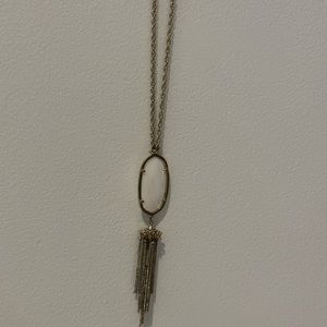 Kendra Scott Rayne long pendant tassel necklace White pearl/ gold